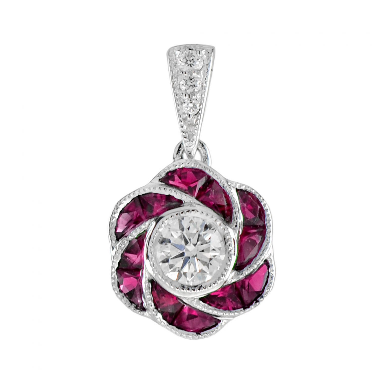 The Rose Diamond with French Cut Ruby Pendant