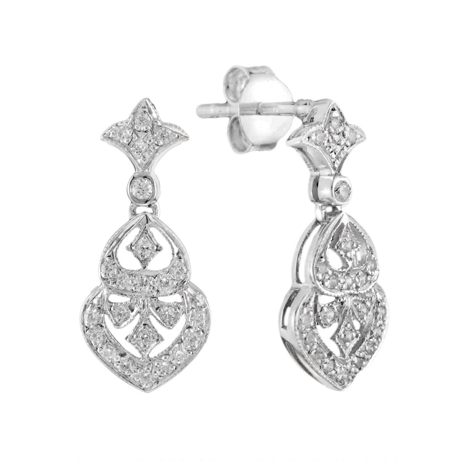 Diamond Lily Drop Earrings