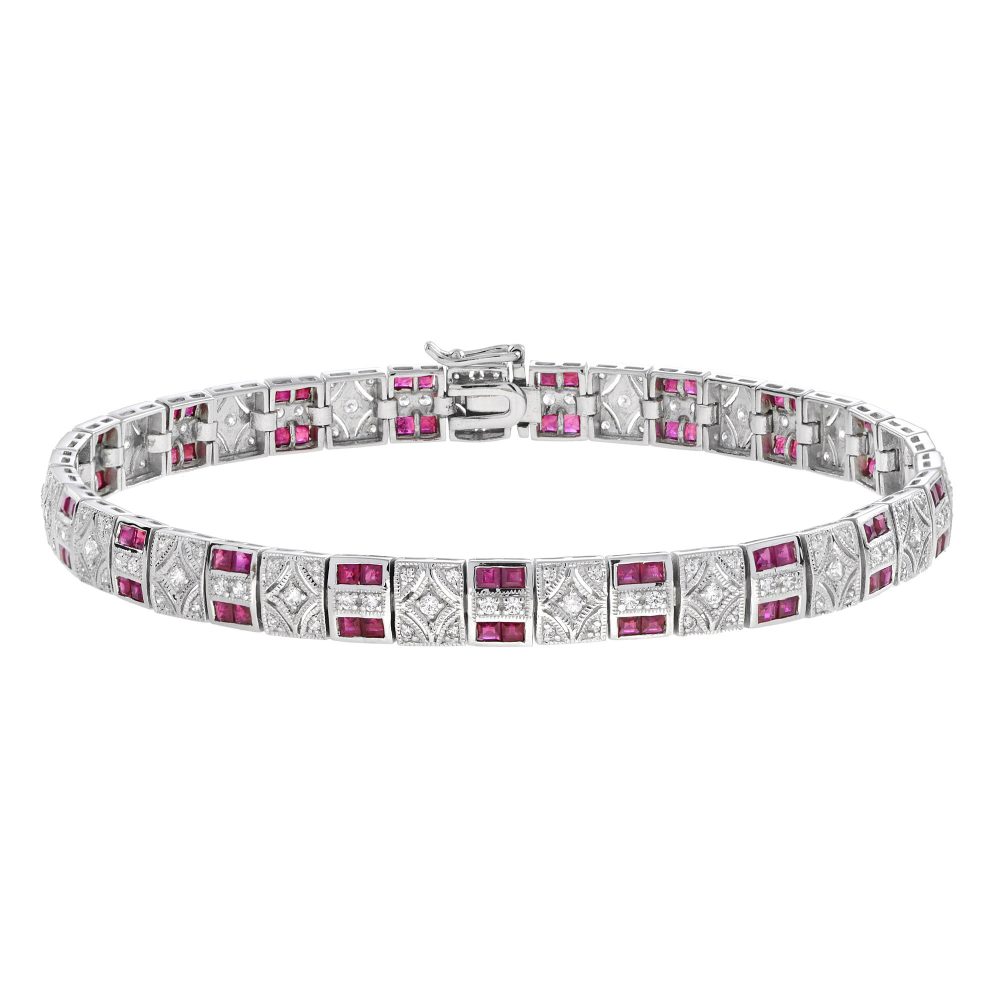 Ruby and Diamond Art Deco Style Bracelet