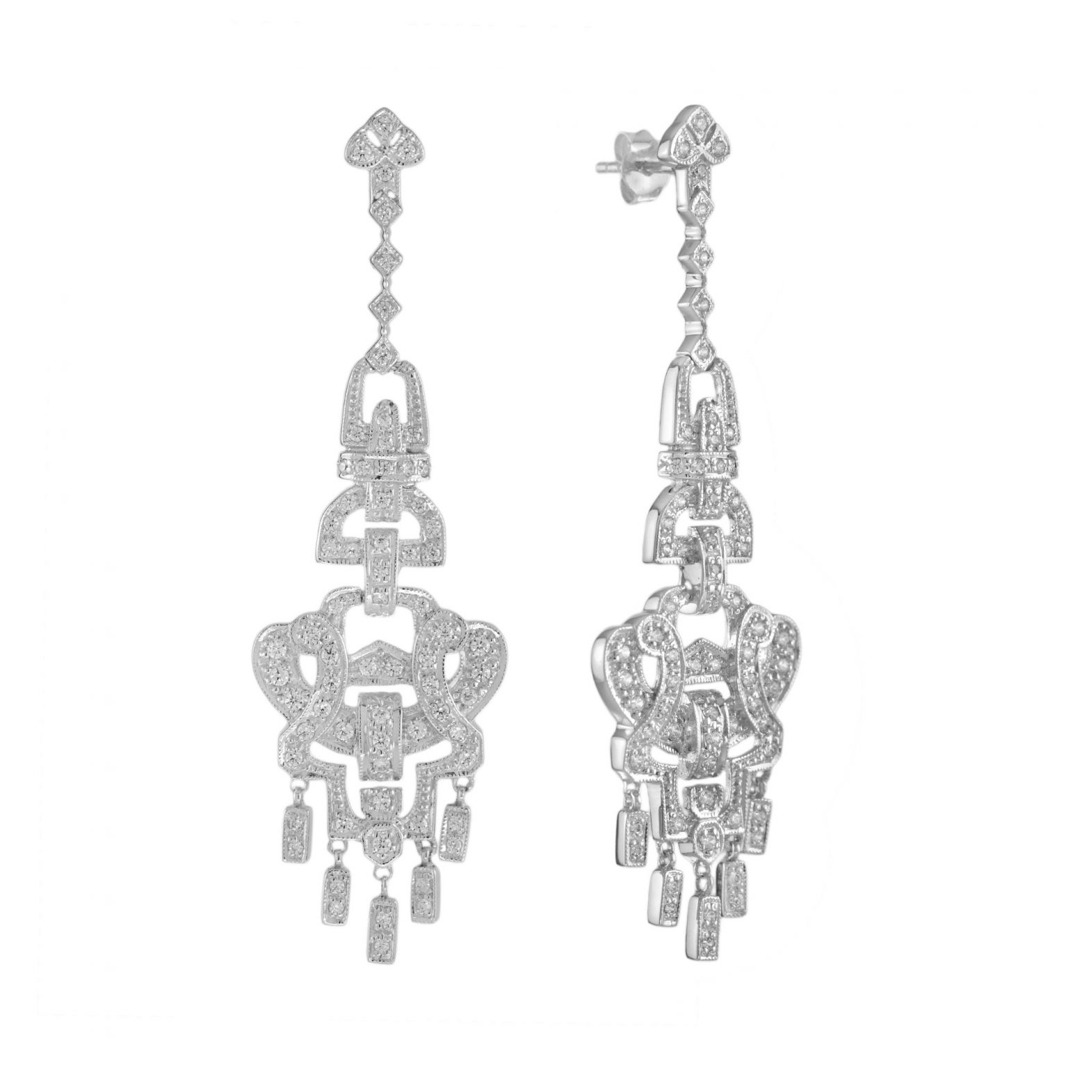 Diamond Art Deco Style Chandelier Earrings