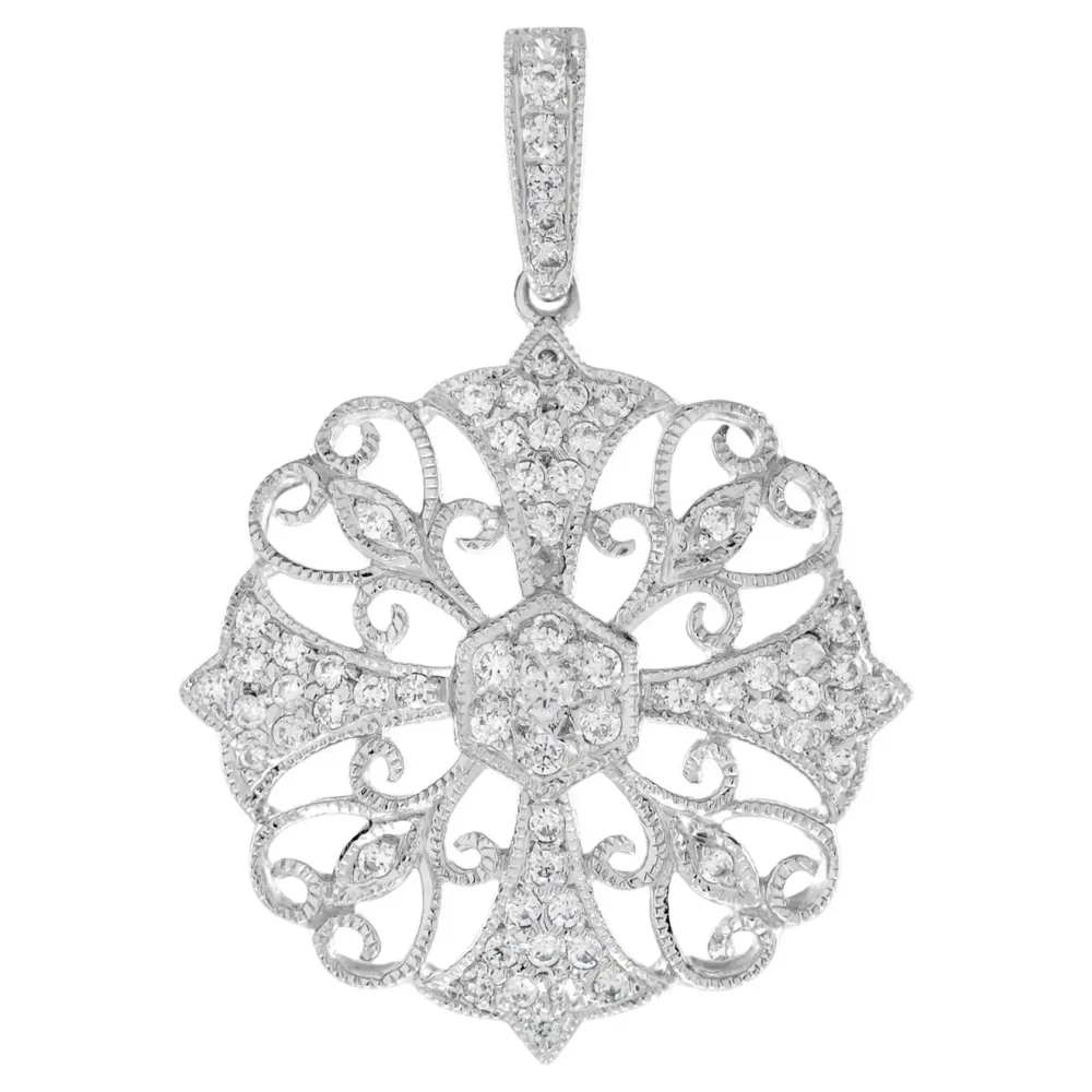 Diamond Edwardian Style Floral Pendant