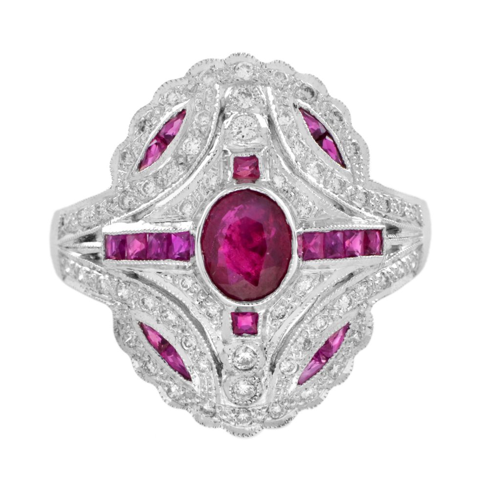 Art Deco Style Ruby and Diamond Ring