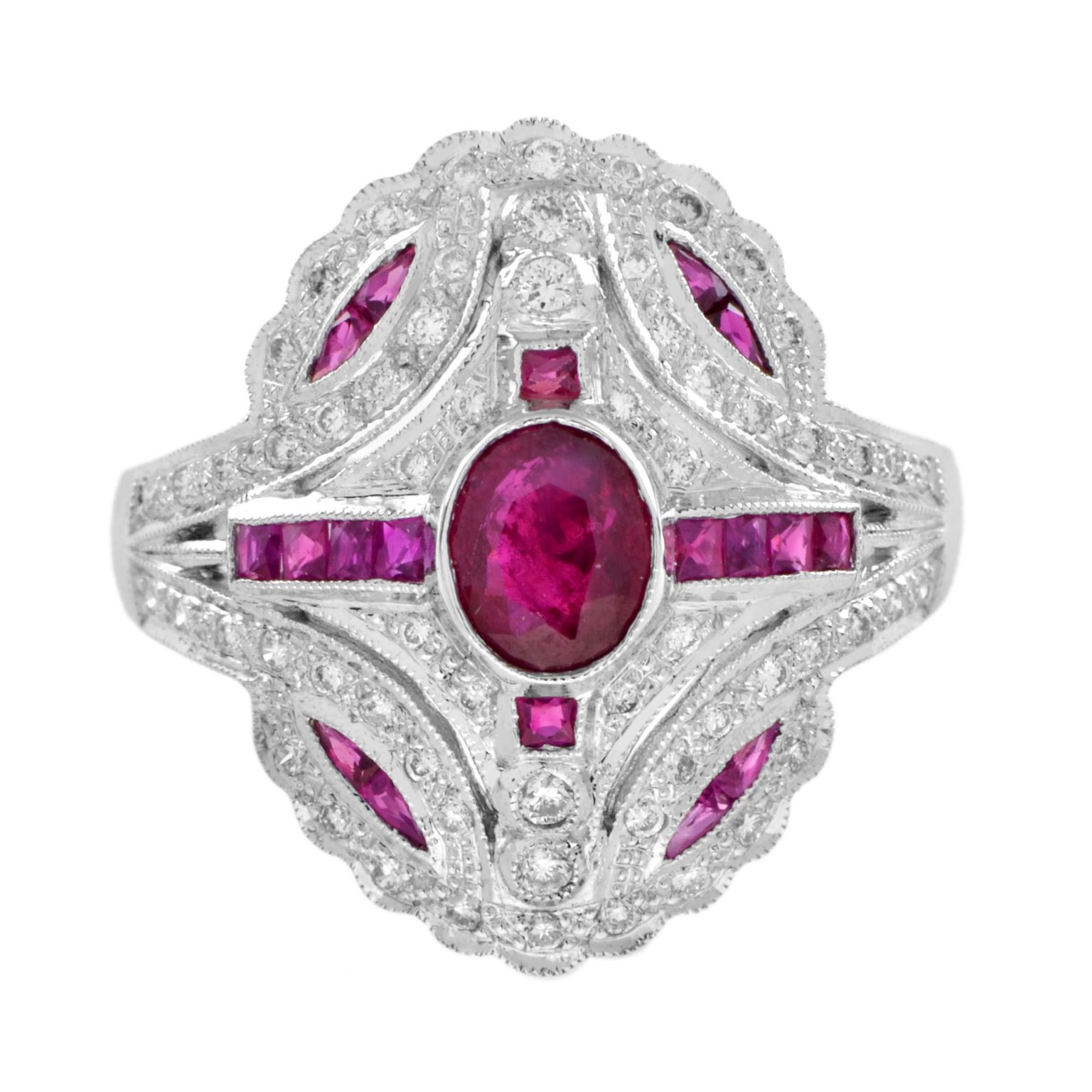 Art Deco Style Ruby and Diamond Ring