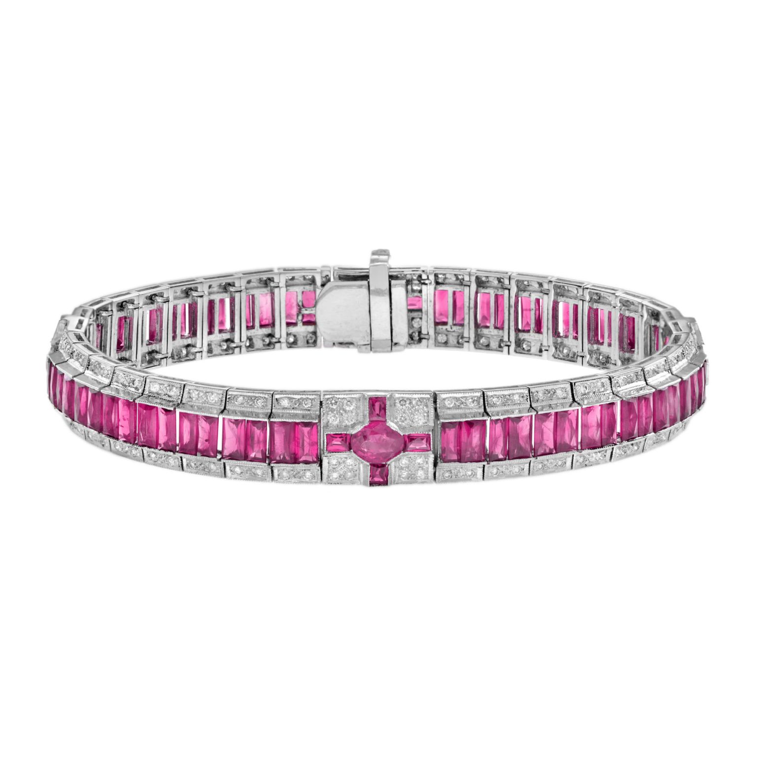 Art Deco Style 13.53 Ct. Ruby and Diamond Bracelet