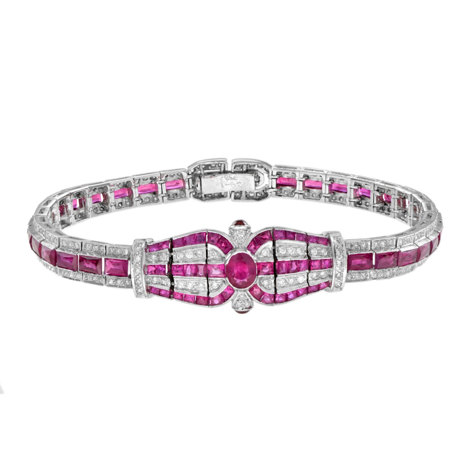 Art Deco Style 9.24 Ct. Ruby and Diamond Bracelet