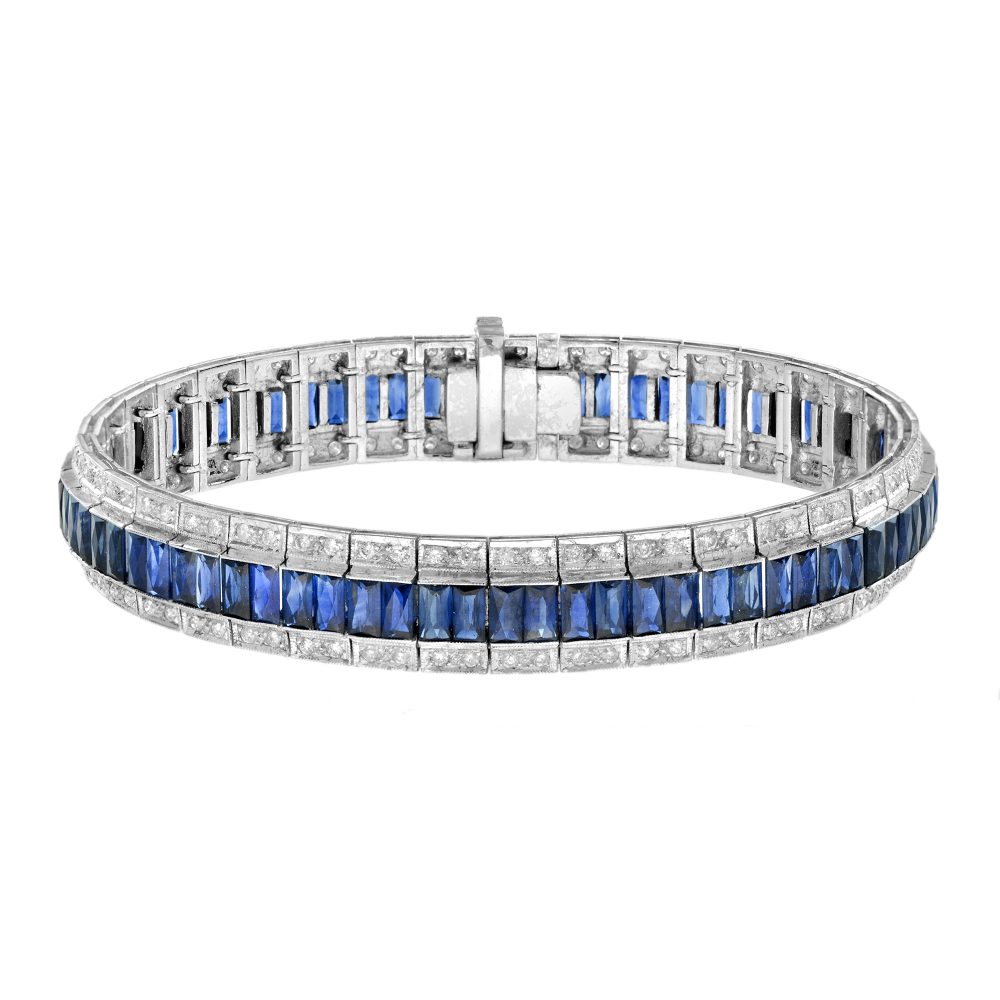 Art Deco Style 14.5 Ct. Sapphire and Diamond Bracelet