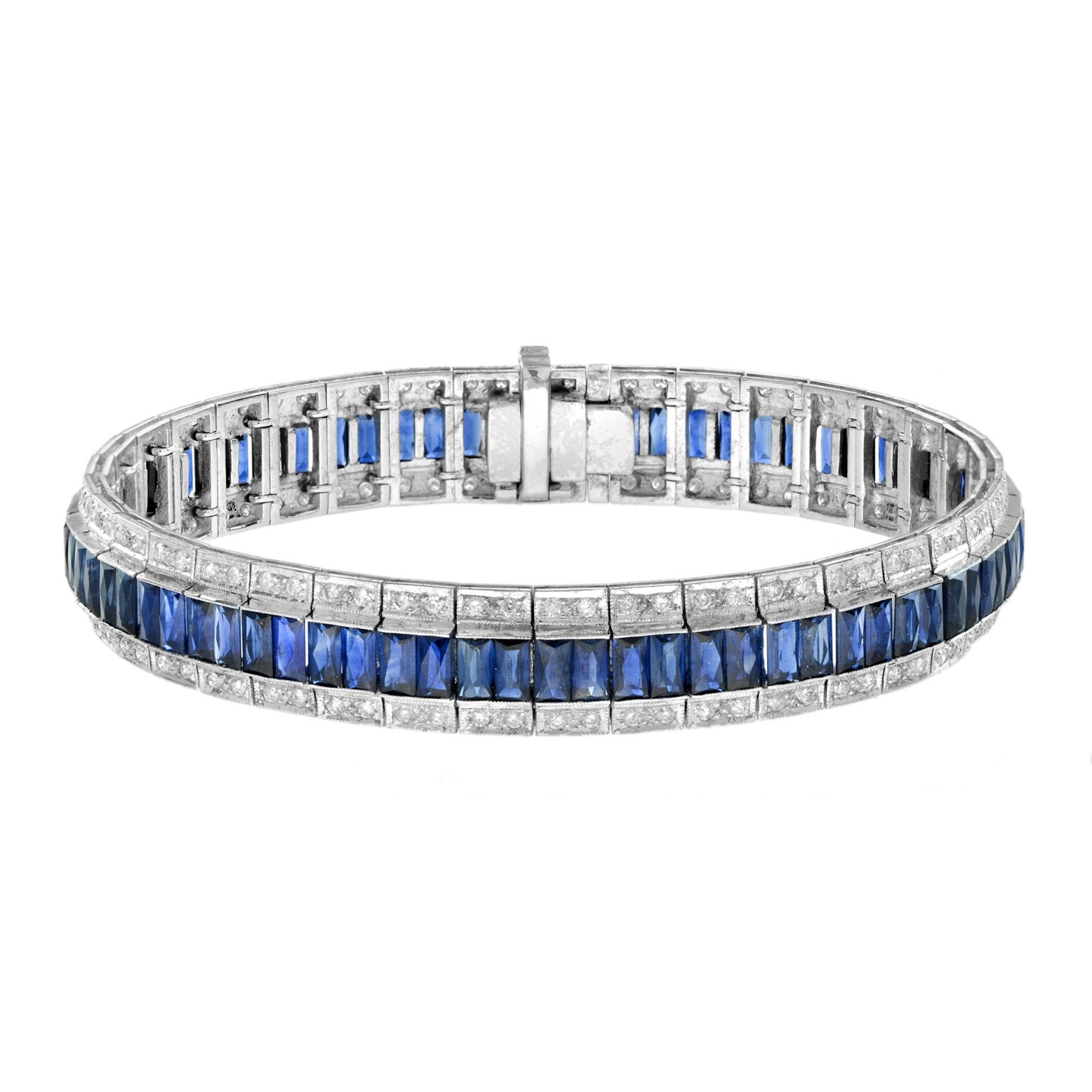 Art Deco Style 14.5 Ct. Sapphire and Diamond Bracelet