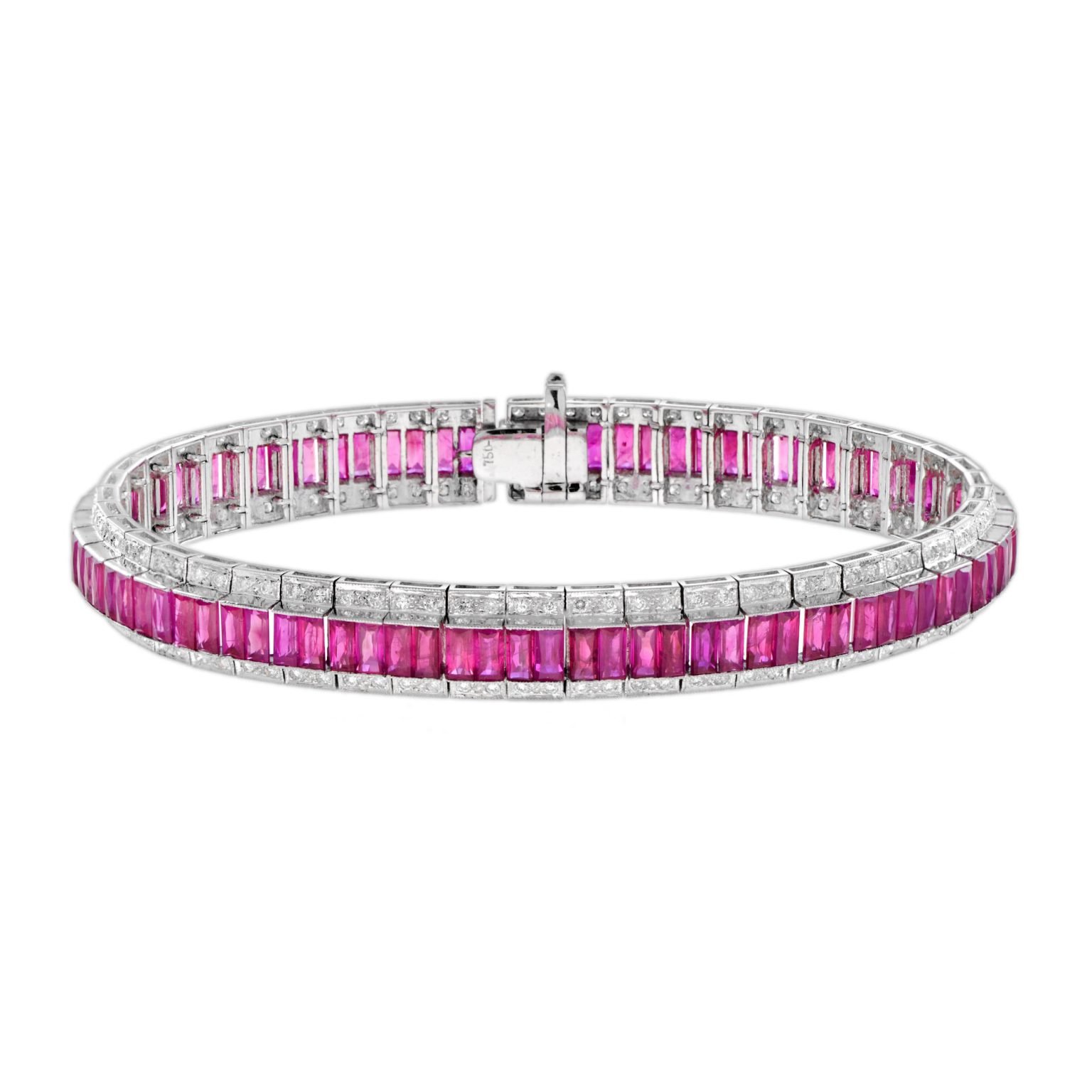 Art Deco Style 16.69 Ct. Ruby and Diamond Bracelet