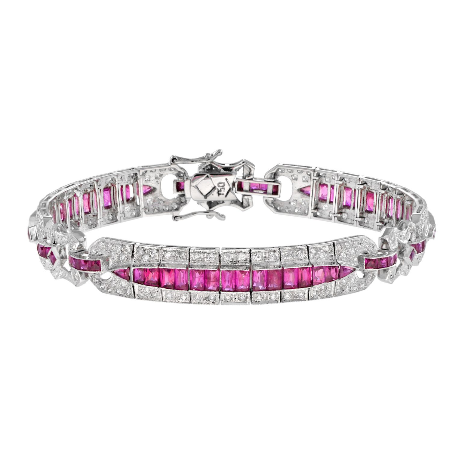 Art Deco Style 9.76 Ct. Ruby and Diamond Bracelet