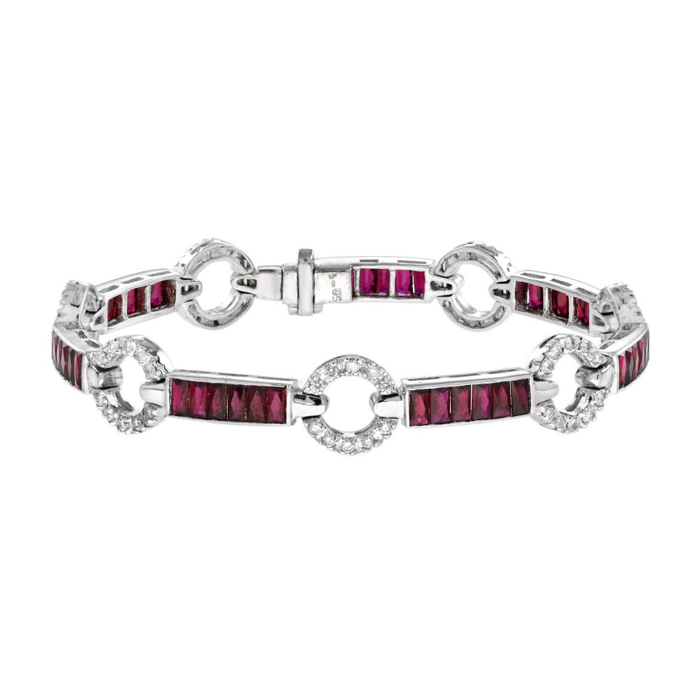 Art Deco Style Ruby and Diamond Bracelet