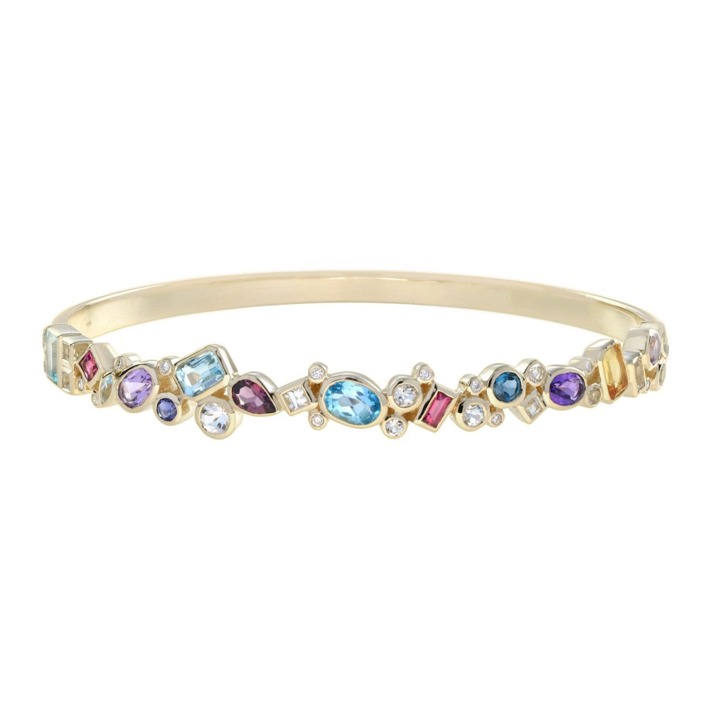 Colorful Multi Gemstones Cuff Bracelet