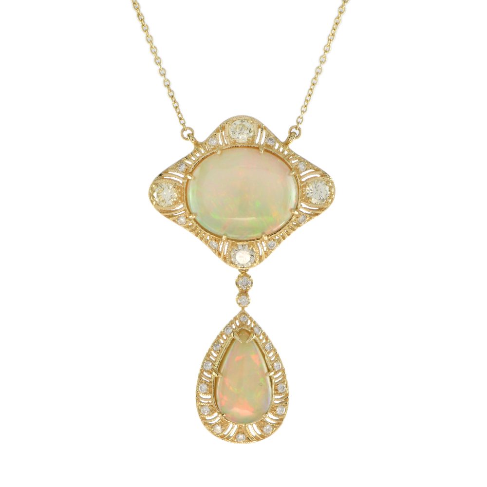 Duo Ethiopian Opal and Diamond Necklace