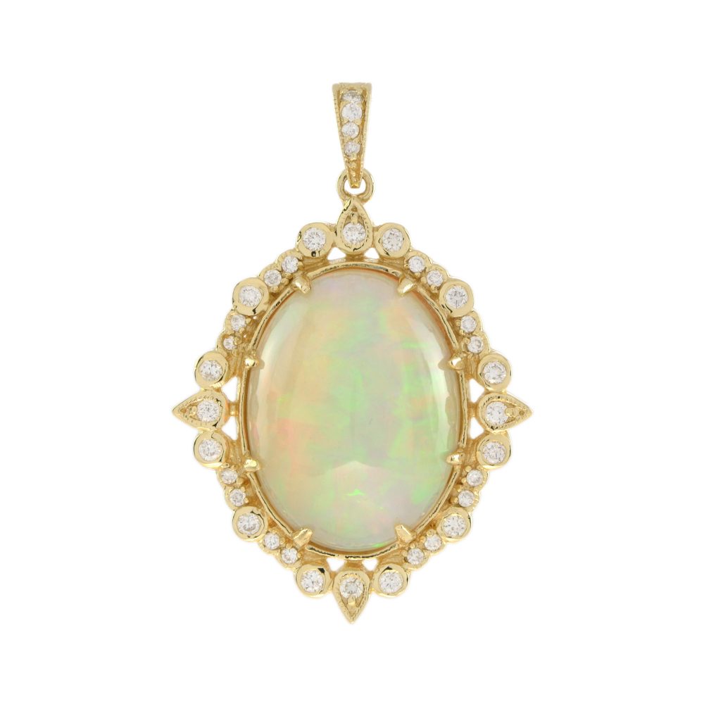9.46 Ct. Ethiopian Opal and Diamond Pendant