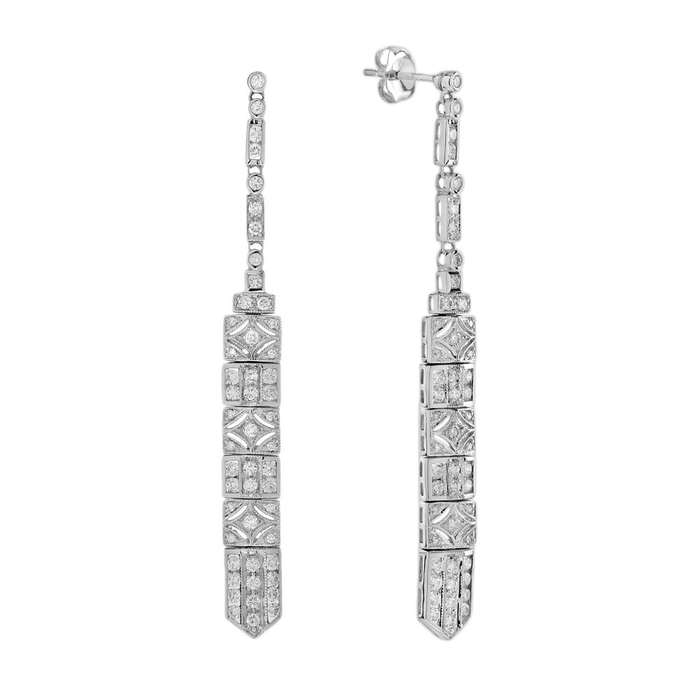 Diamond Art Deco Style Dangle Earrings