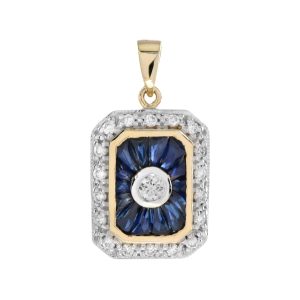 Sapphire and Diamond Art Deco Style Pendant