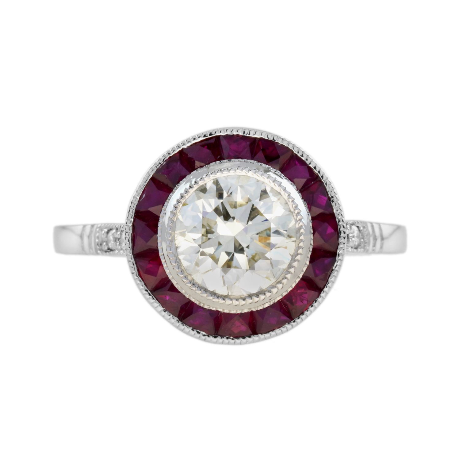 Certified Diamond and Ruby Art Deco Style Target Ring
