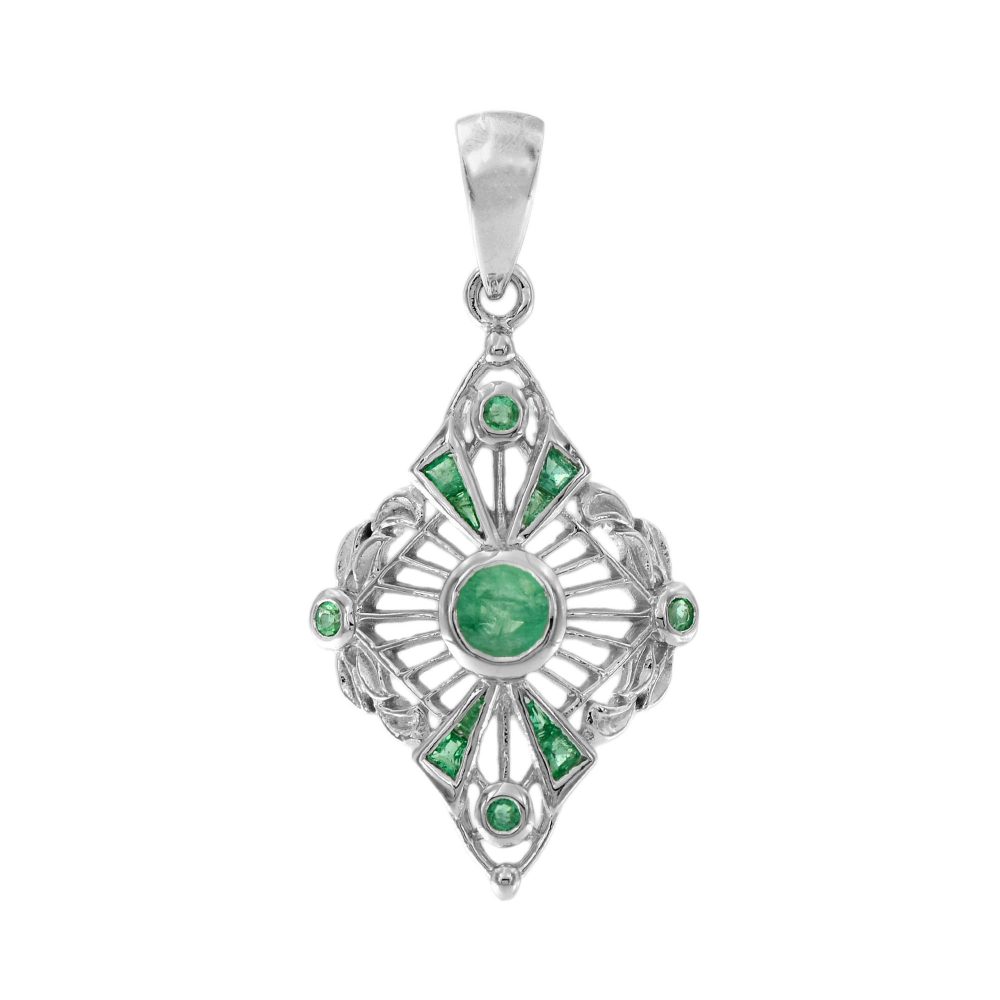 Emerald Art Deco Style Pendant
