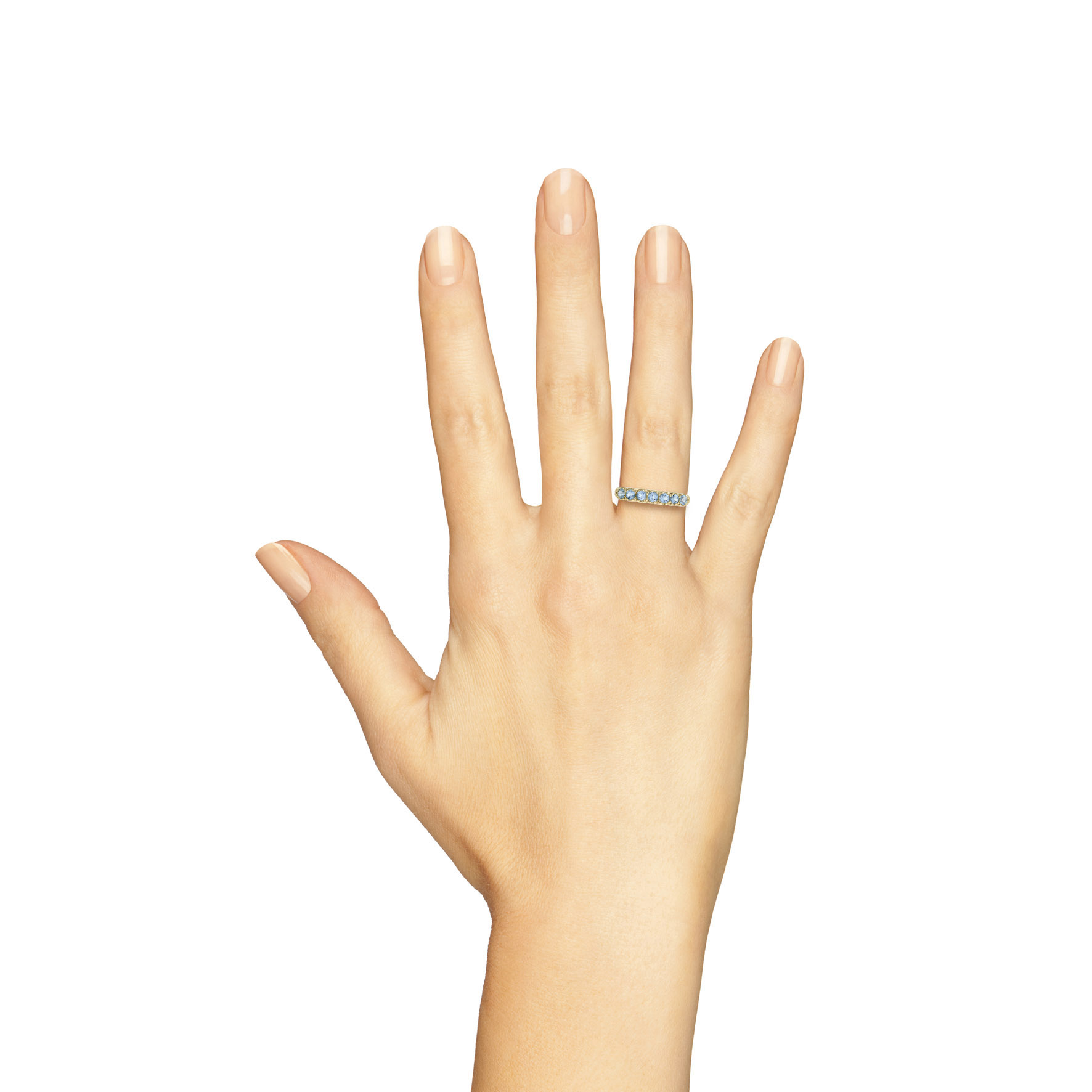 Woman Hand Showing Five Fingers On A White Background