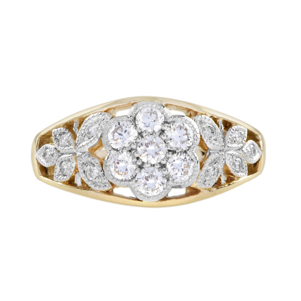 Diamond Floral Edwardian Style Engagement Ring