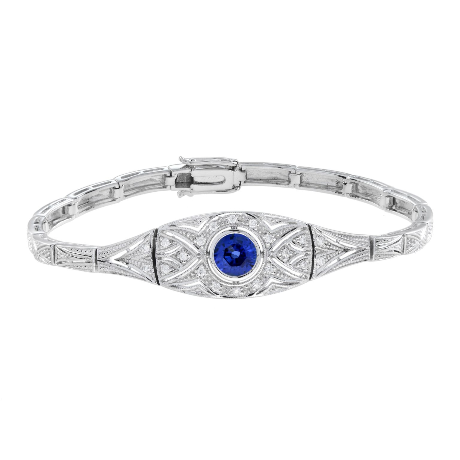 Ceylon Sapphire and Diamond Art Deco Style Bracelet