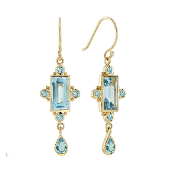 Blue Topaz Art Deco Style Dangle Earrings - Image 7