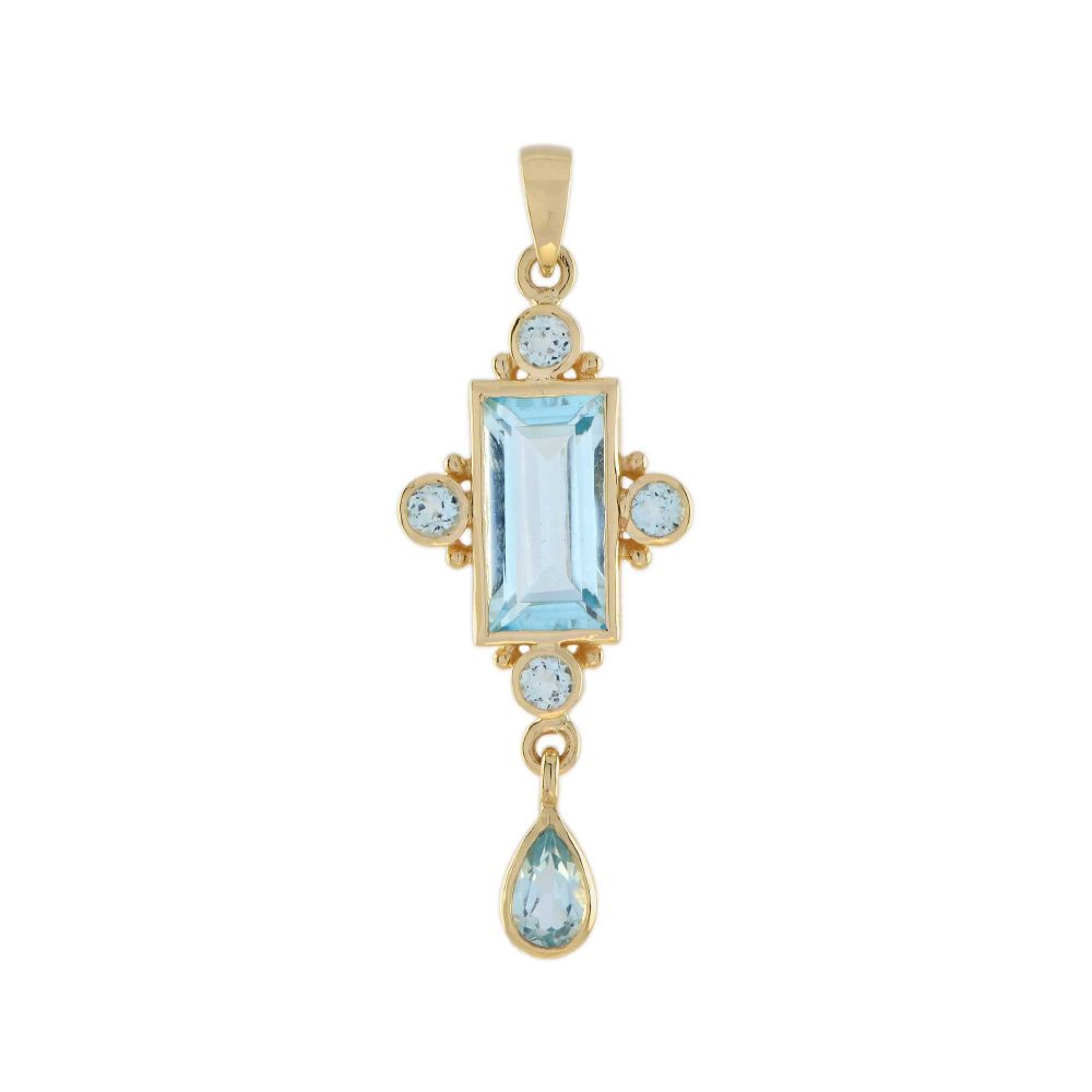 Blue Topaz Art Deco Style Pendant