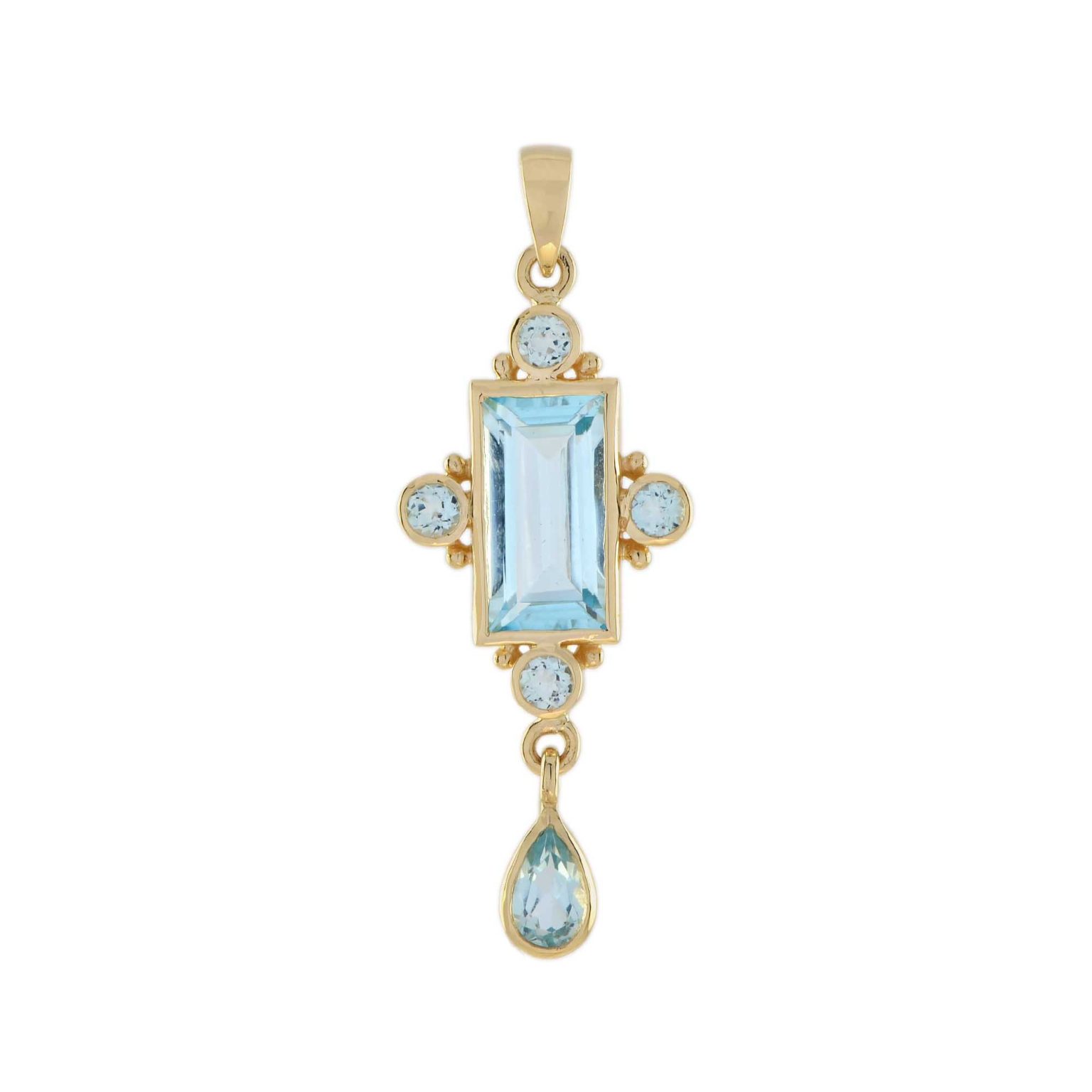 Blue Topaz Art Deco Style Pendant
