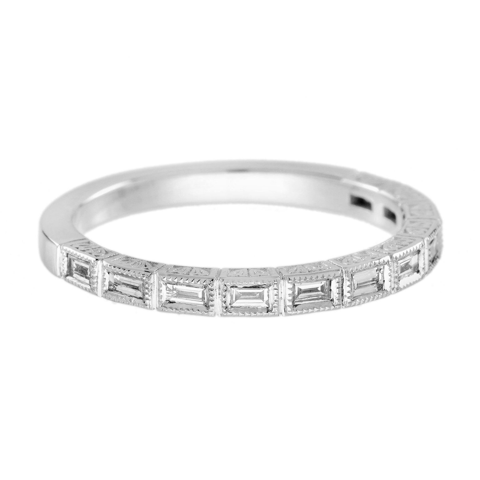 Baguette Diamond Art Deco Style Half Eternity Band Ring