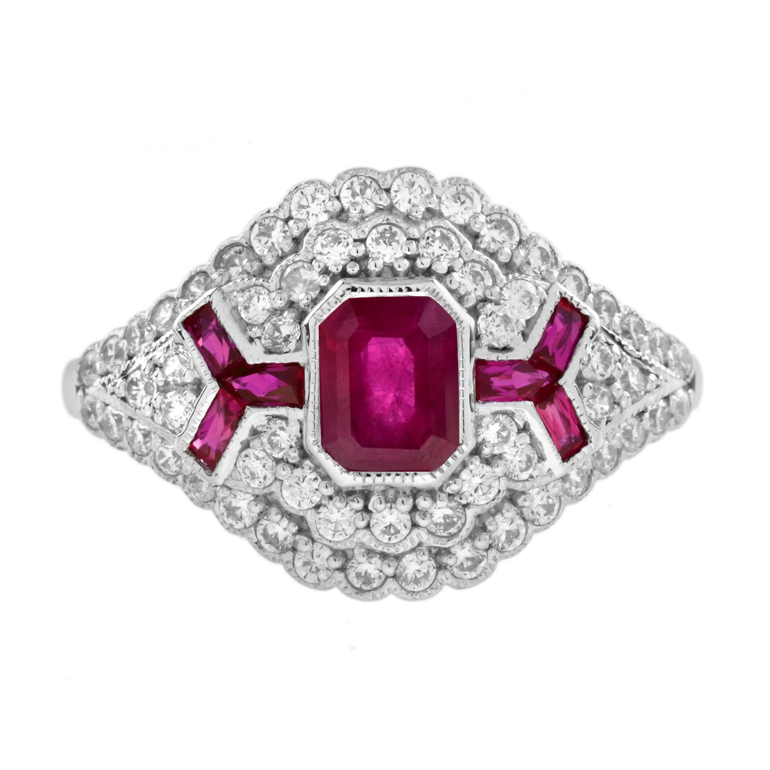 Ruby and Diamond Art Deco Style Engagement Ring