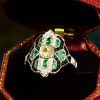 R5503 D(Y-Z)-E9-OX-D2 l19 02 ok GIA Diamond Emerald Onyx Art Deco Style Cocktail Ring