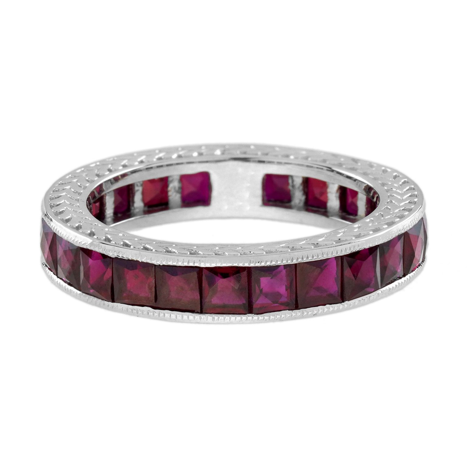 3.37 Ct. Ruby Antique Style Eternity Band Ring