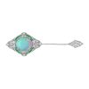 8.26 Ct. Ethiopian Opal Emerald Diamond Art Deco Style Brooch 1 C0235 EO E9 D2 1 2 rotated
