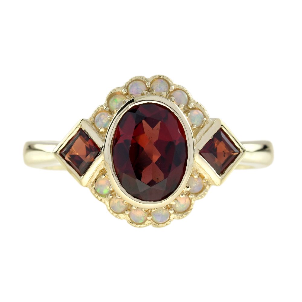 Garnet and Opal Art Deco Style Ring