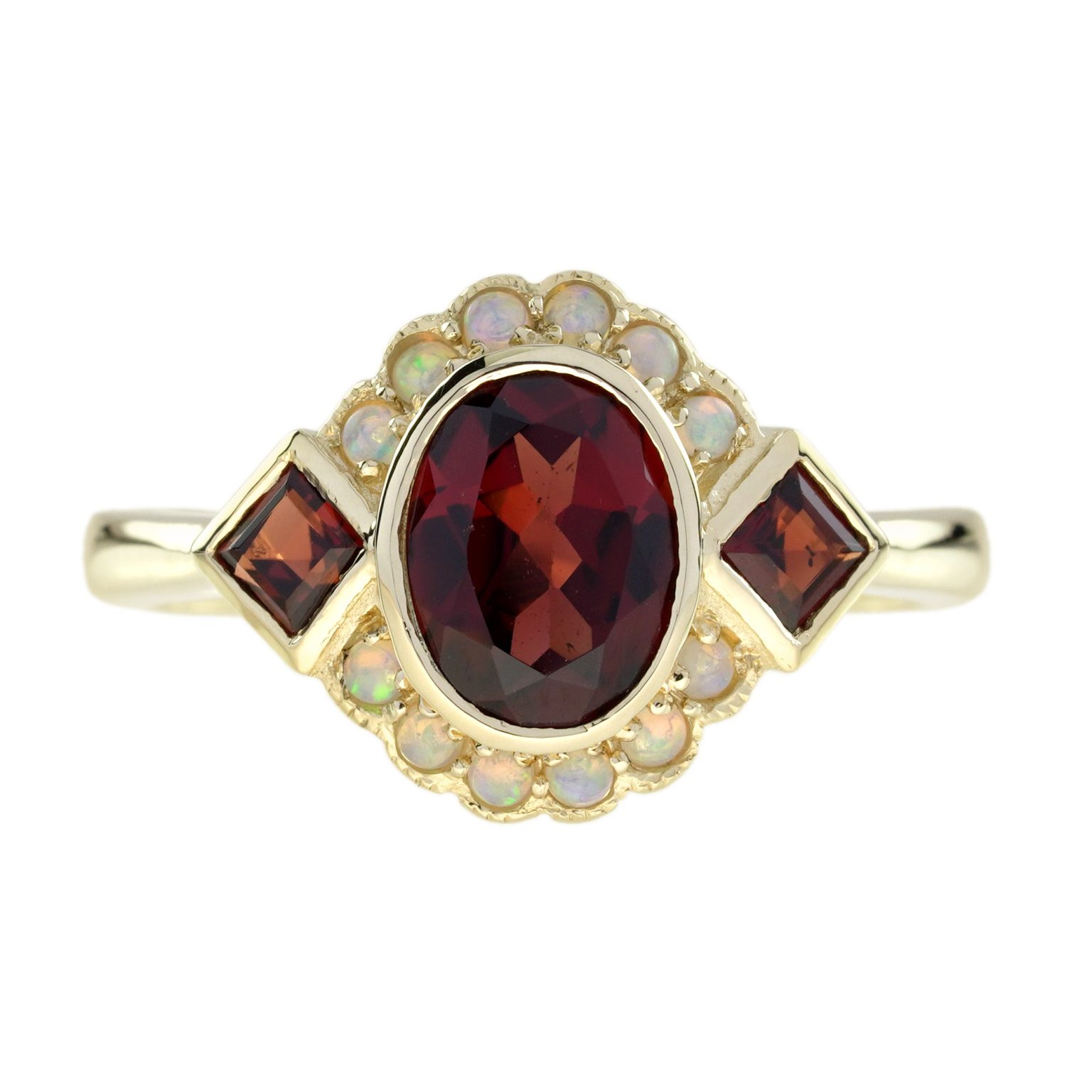 Garnet and Opal Art Deco Style Ring