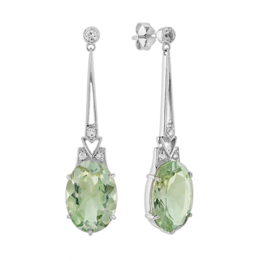 Green Amethyst and White Topaz Drop Earrings