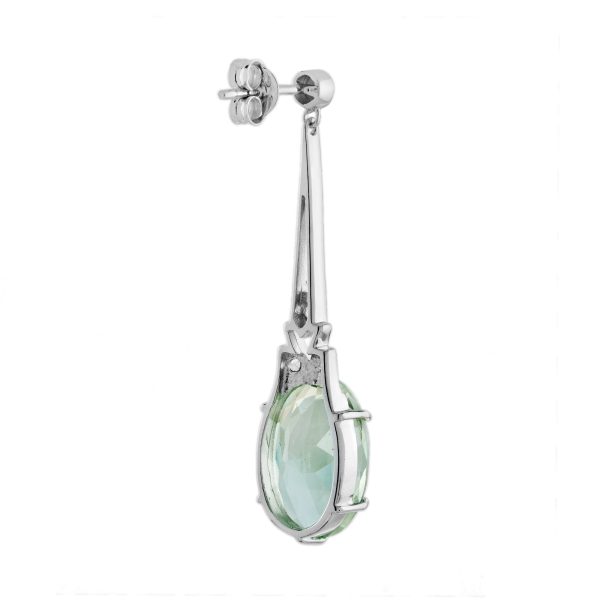 Green Amethyst and White Topaz Drop Earrings - Image 4