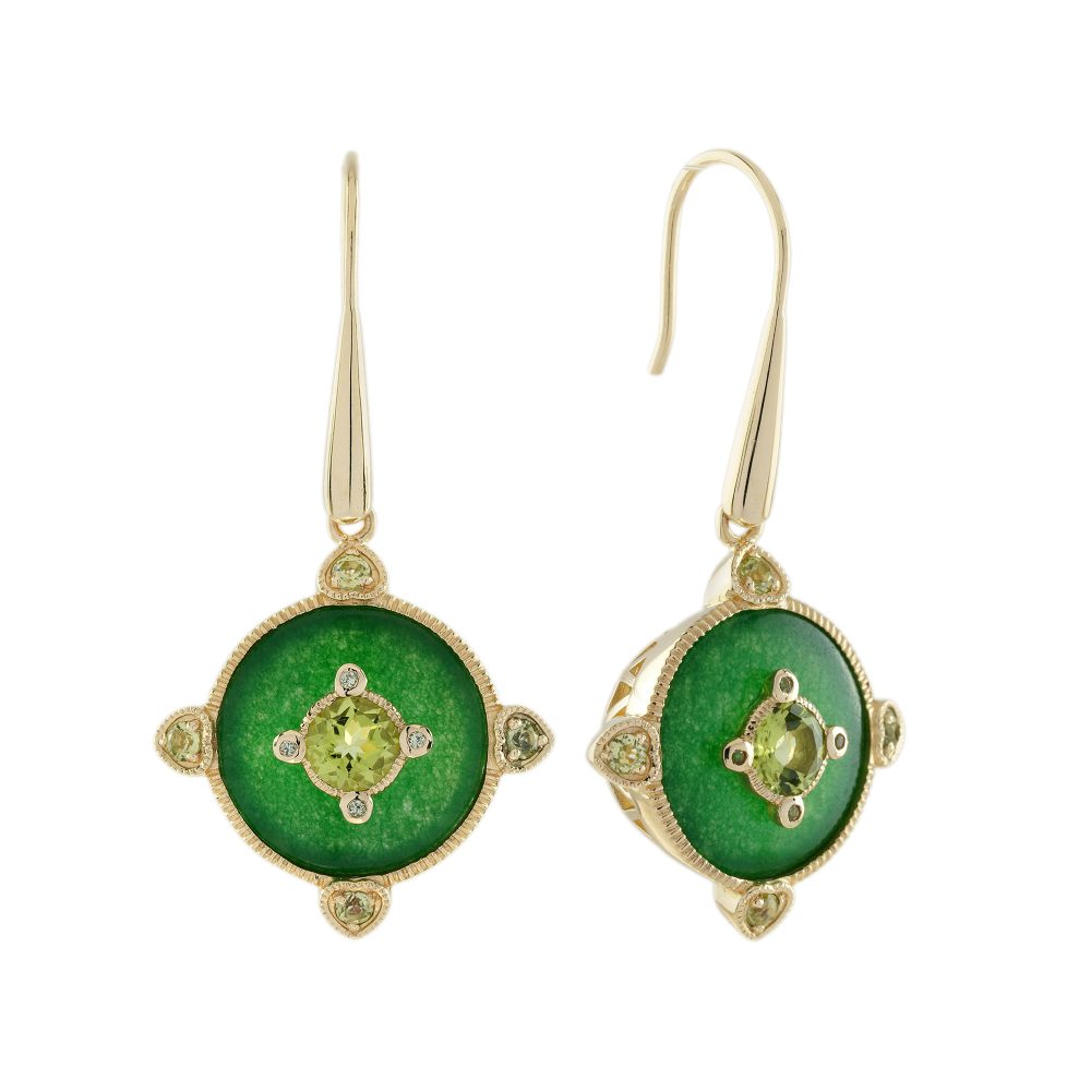 Peridot and Jade Vintage Style Drop Earrings