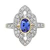 R0738 TZ-D2 1 Tanzanite and Diamond Art Deco Style Engagement Ring