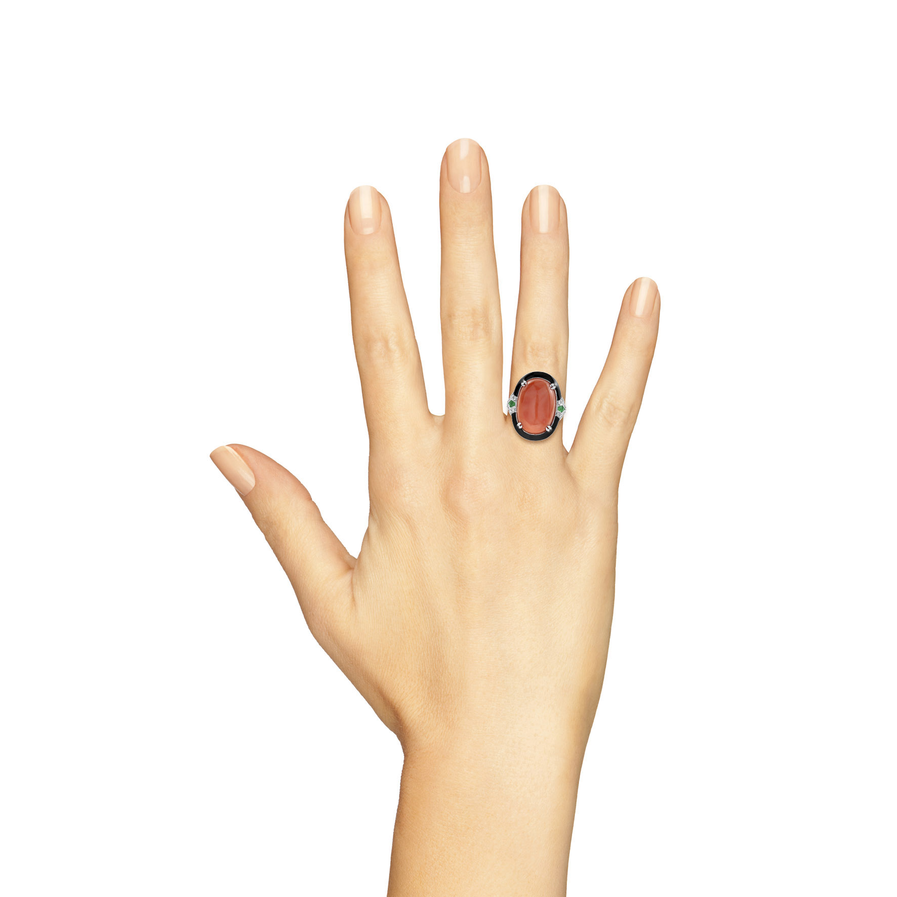 Woman Hand Showing Five Fingers On A White Background