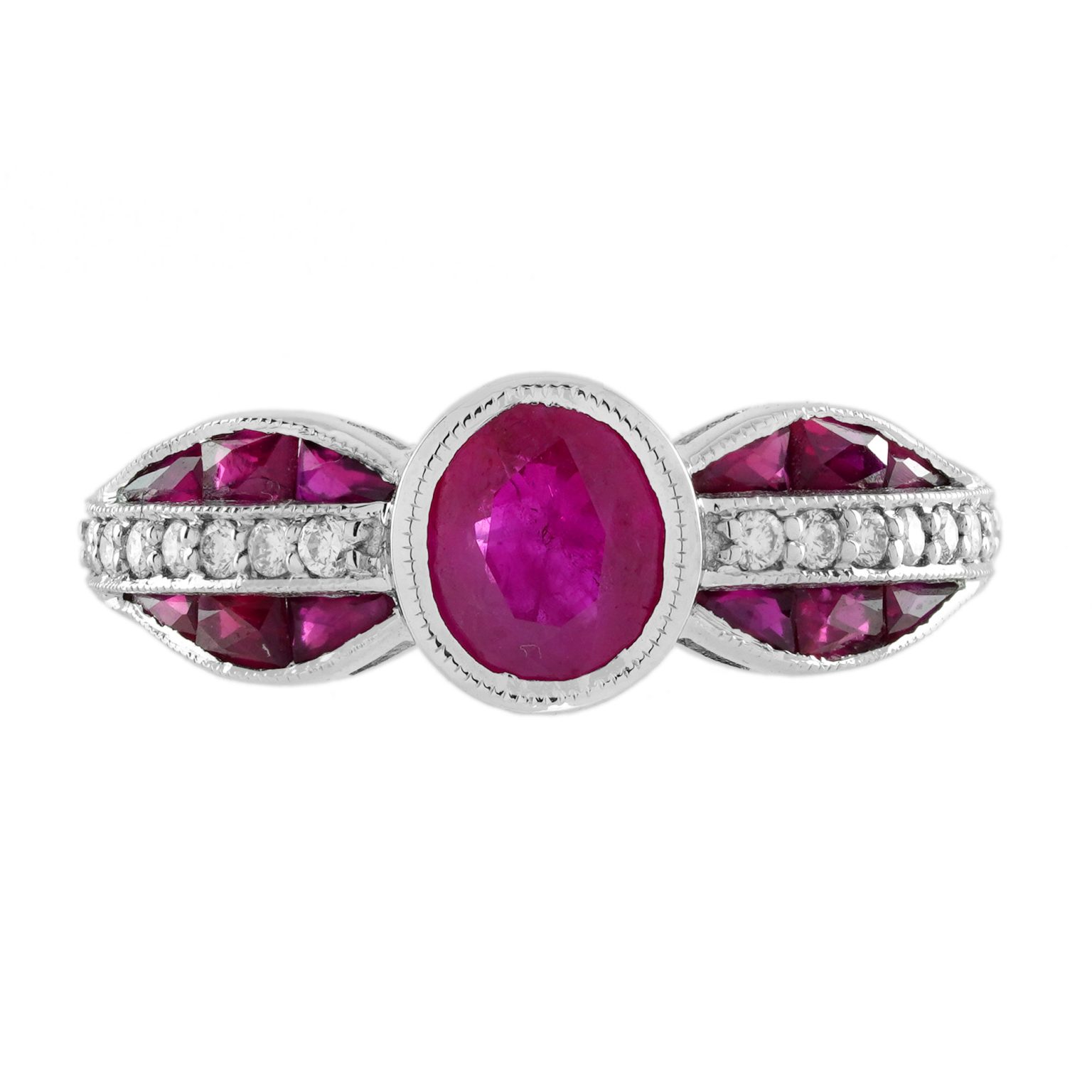 Ruby and Diamond Art Deco Style Engagement Ring