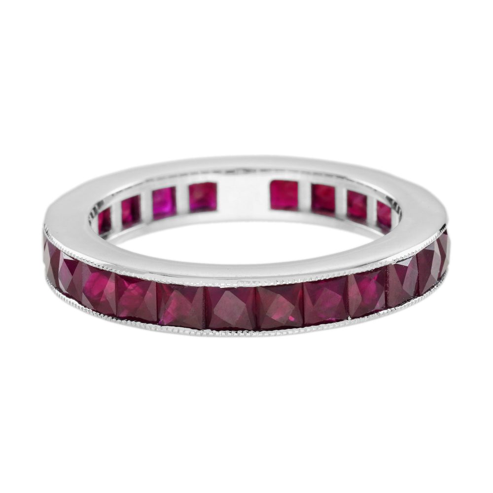 Ruby Antique style Eternity Band Ring