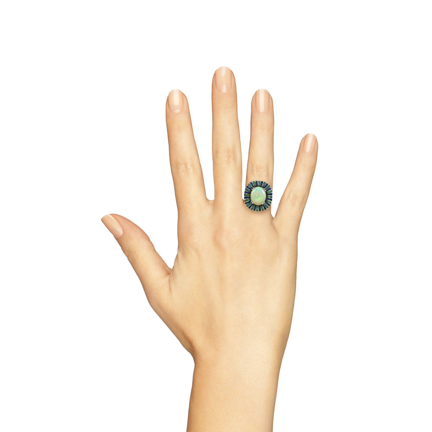 Woman Hand Showing Five Fingers On A White Background