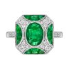 R5358 E_S-D5 1 Emerald Diamond Art Deco Style Engagement Ring