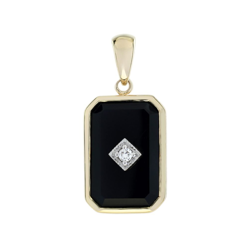 Diamond and Onyx Art Deco Style Pendant