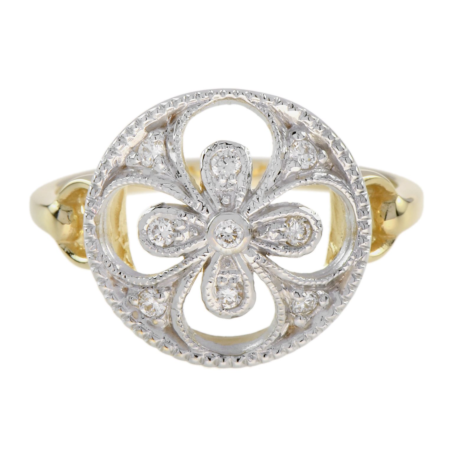 Diamond Cluster Floral Vintage Style Ring