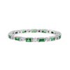 R2061 D2-E9 2 WG Emerald and Diamond Art Deco Style Band Ring
