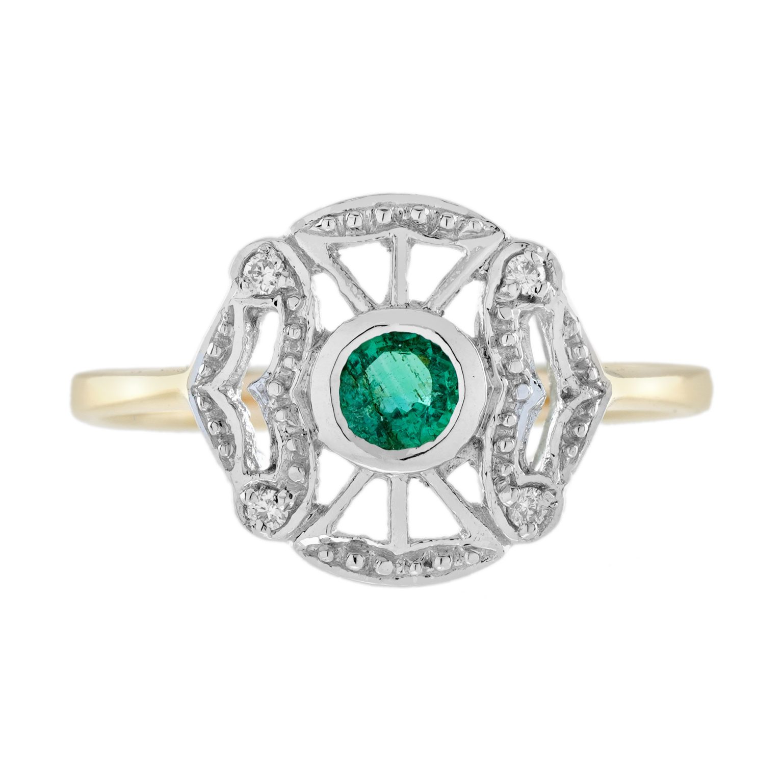 Emerald Diamond Art Deco Style Ring