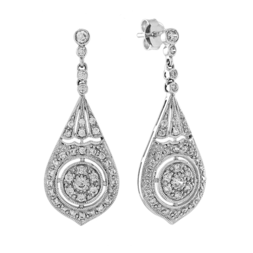 Diamond Vintage Style Art Deco Style Drop Earrings