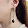 E1264 NE-CZ-OX L2312OB 03 Black Onyx Diamond and Emerald Art Deco Style Drop Earrings