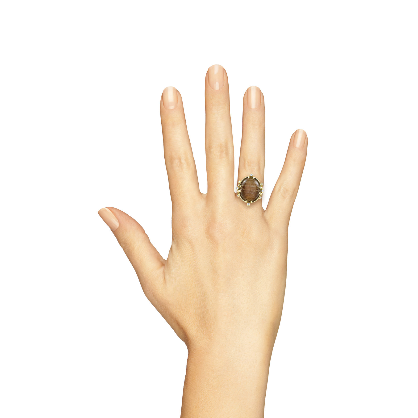 Woman Hand Showing Five Fingers On A White Background
